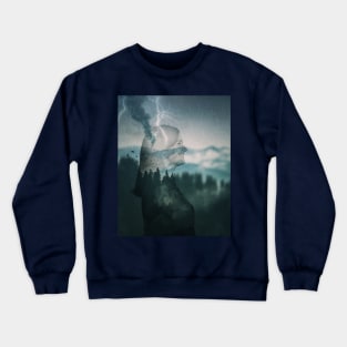 stirred mountains double exposure Crewneck Sweatshirt